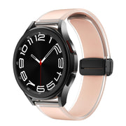 For Samsung Galaxy Watch6 / 5 / 4 Translucent Magnetic Black Buckle Silicone Watch Band(Pink)