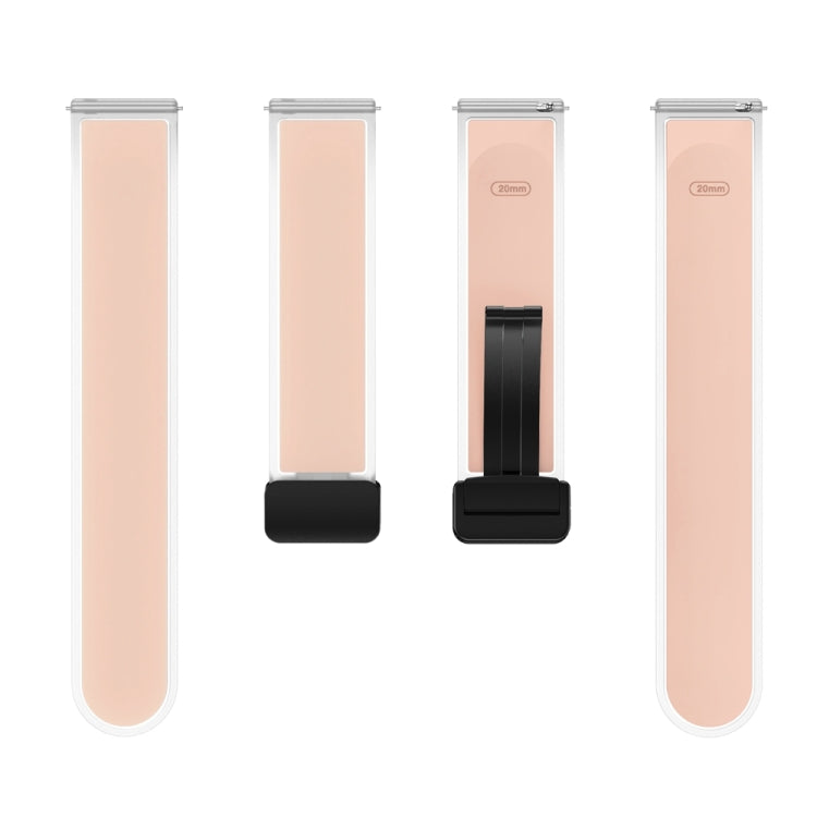 For Samsung Galaxy Watch6 / 5 / 4 Translucent Magnetic Black Buckle Silicone Watch Band(Pink)
