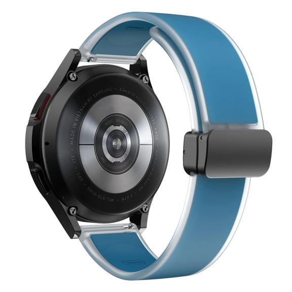 For Samsung Galaxy Watch6 / 5 / 4 Translucent Magnetic Black Buckle Silicone Watch Band(Blue)
