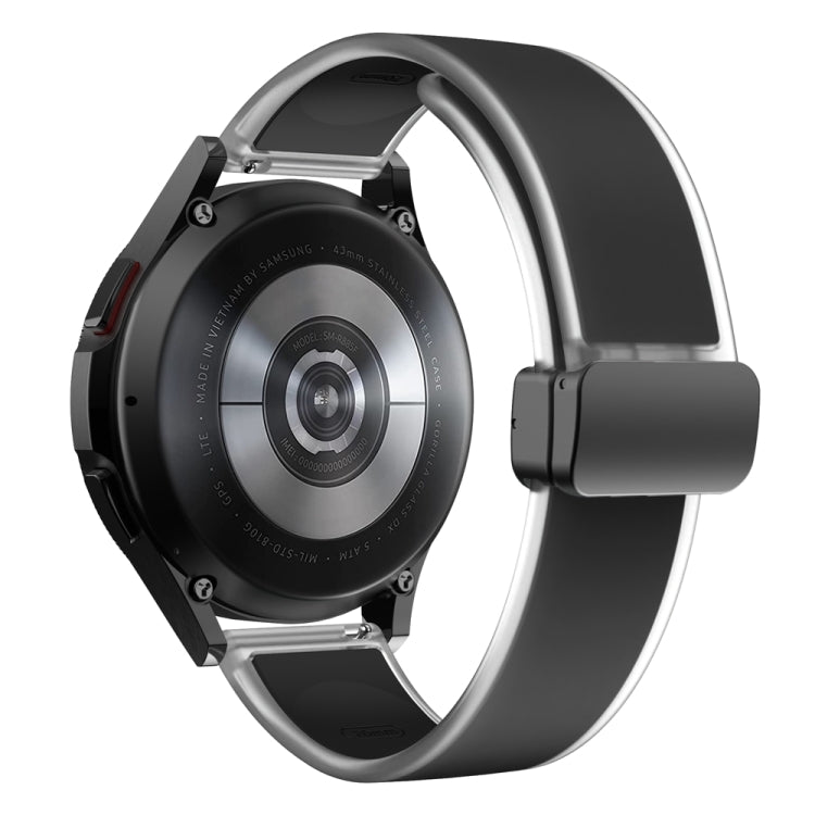 For Samsung Galaxy Watch6 / 5 / 4 Translucent Magnetic Black Buckle Silicone Watch Band(Black)