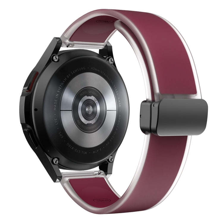 For Samsung Galaxy Watch6 / 5 / 4 Translucent Magnetic Black Buckle Silicone Watch Band(Wine Red)