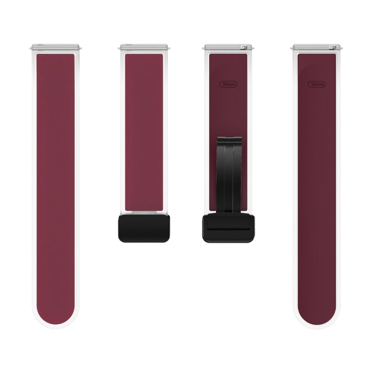 For Samsung Galaxy Watch6 / 5 / 4 Translucent Magnetic Black Buckle Silicone Watch Band(Wine Red)
