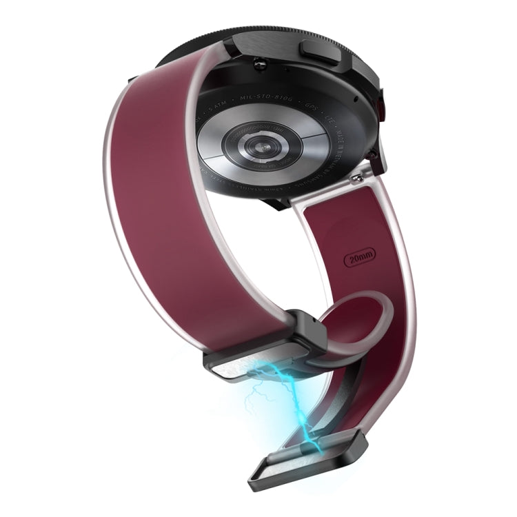 For Samsung Galaxy Watch6 / 5 / 4 Translucent Magnetic Black Buckle Silicone Watch Band(Wine Red)