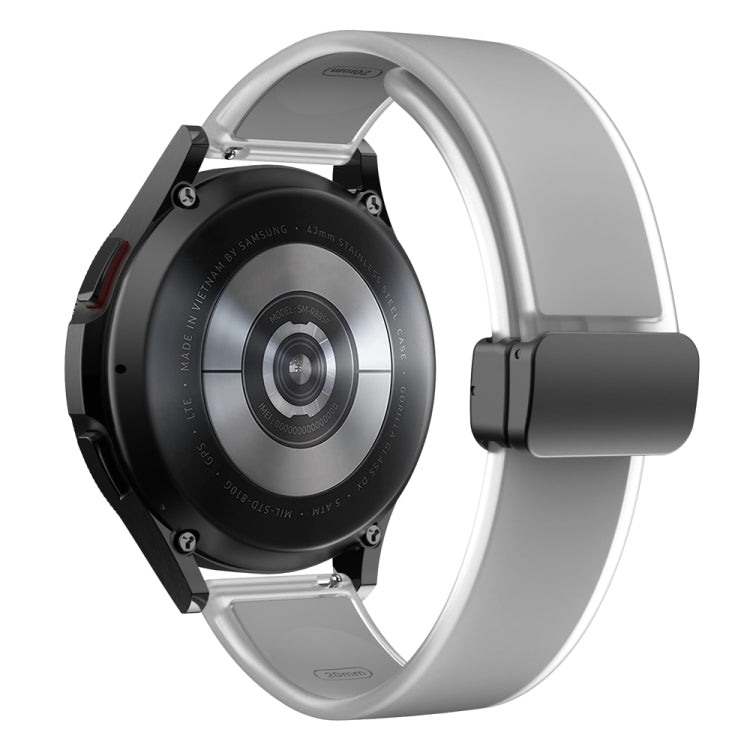 For Samsung Galaxy Watch6 / 5 / 4 Translucent Magnetic Black Buckle Silicone Watch Band(Light Grey)