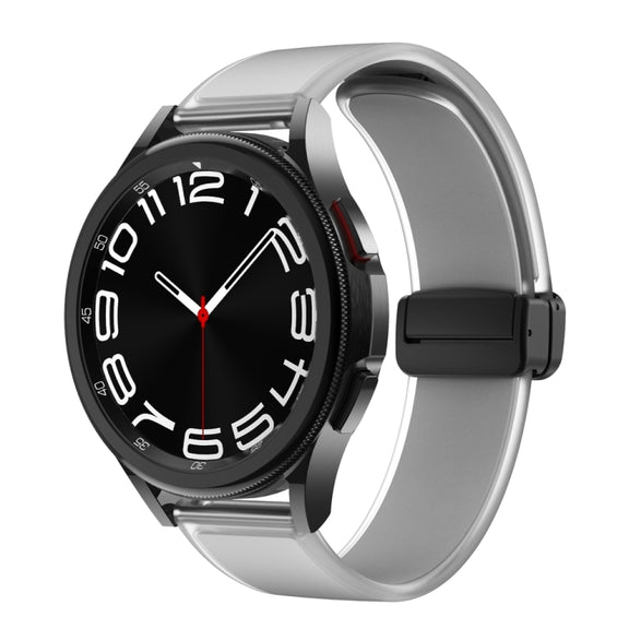 For Samsung Galaxy Watch6 / 5 / 4 Translucent Magnetic Black Buckle Silicone Watch Band(Light Grey)