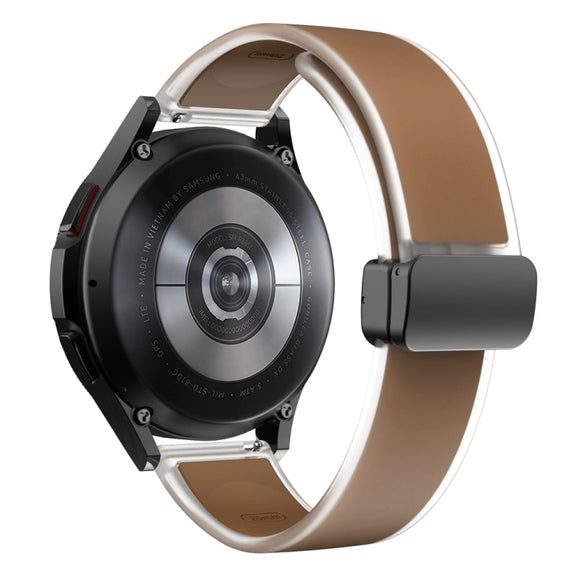 For Samsung Galaxy Watch6 / 5 / 4 Translucent Magnetic Black Buckle Silicone Watch Band(Dark Brown)