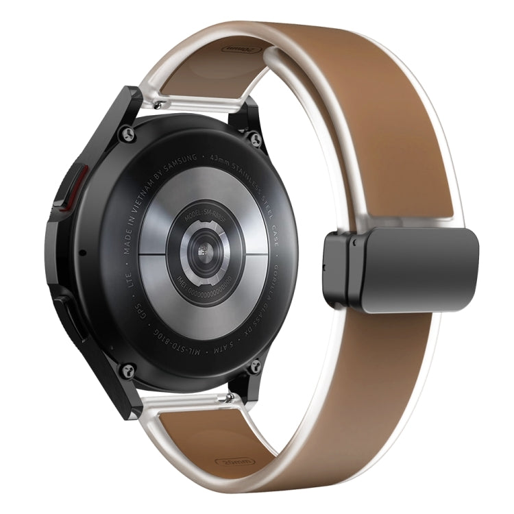 For Samsung Galaxy Watch6 / 5 / 4 Translucent Magnetic Black Buckle Silicone Watch Band(Dark Brown)