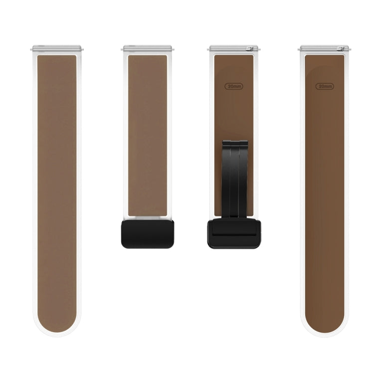 For Samsung Galaxy Watch6 / 5 / 4 Translucent Magnetic Black Buckle Silicone Watch Band(Dark Brown)