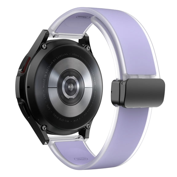 For Samsung Galaxy Watch6 / 5 / 4 Translucent Magnetic Black Buckle Silicone Watch Band(Purple)