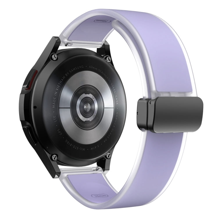 For Samsung Galaxy Watch6 / 5 / 4 Translucent Magnetic Black Buckle Silicone Watch Band(Purple)