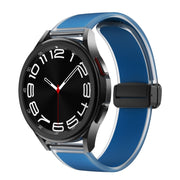 For Samsung Galaxy Watch6 / 5 / 4 Translucent Magnetic Black Buckle Silicone Watch Band(Rock Blue)