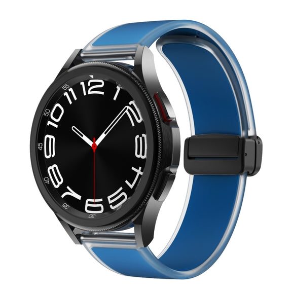 For Samsung Galaxy Watch6 / 5 / 4 Translucent Magnetic Black Buckle Silicone Watch Band(Rock Blue)