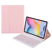 For Samsung Galaxy Tab S9 FE+ Square Cap Bluetooth Keyboard Leather Case with Pen Slot(Pink)