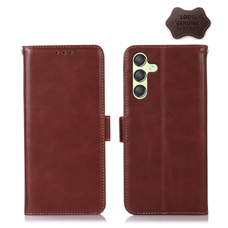 For Xiaomi 14 Magnetic Crazy Horse Texture Genuine Leather RFID Phone Case(Brown) - free shipping - PMC Jewellery - Order now!