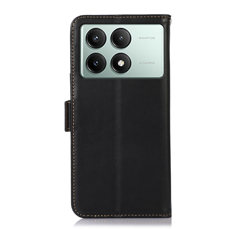 For Xiaomi Redmi K70E/Poco X6 Pro Magnetic Crazy Horse Texture Genuine Leather RFID Phone Case(Black) - K70E Cases by PMC TechLife | Online Shopping South Africa | PMC TechLife | Buy Now Pay Later Mobicred