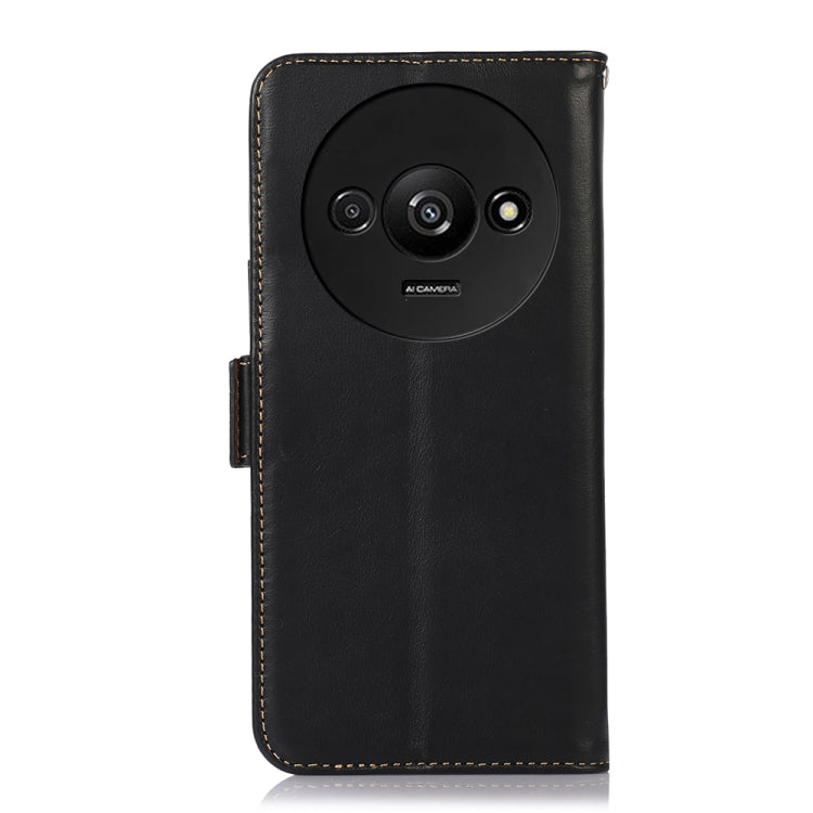 For Xiaomi Redmi A3 Magnetic Crazy Horse Texture Genuine Leather RFID Phone Case(Black) - Xiaomi Cases by PMC TechLife | Online Shopping South Africa | PMC TechLife | Buy Now Pay Later Mobicred