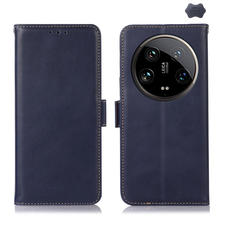 For Xiaomi 14 Ultra Magnetic Crazy Horse Texture Genuine Leather RFID Phone Case(Blue) - free shipping - PMC Jewellery - Order now!
