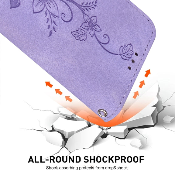 For Honor Magic6 Pro Lily Embossed Leather Phone Case(Purple)