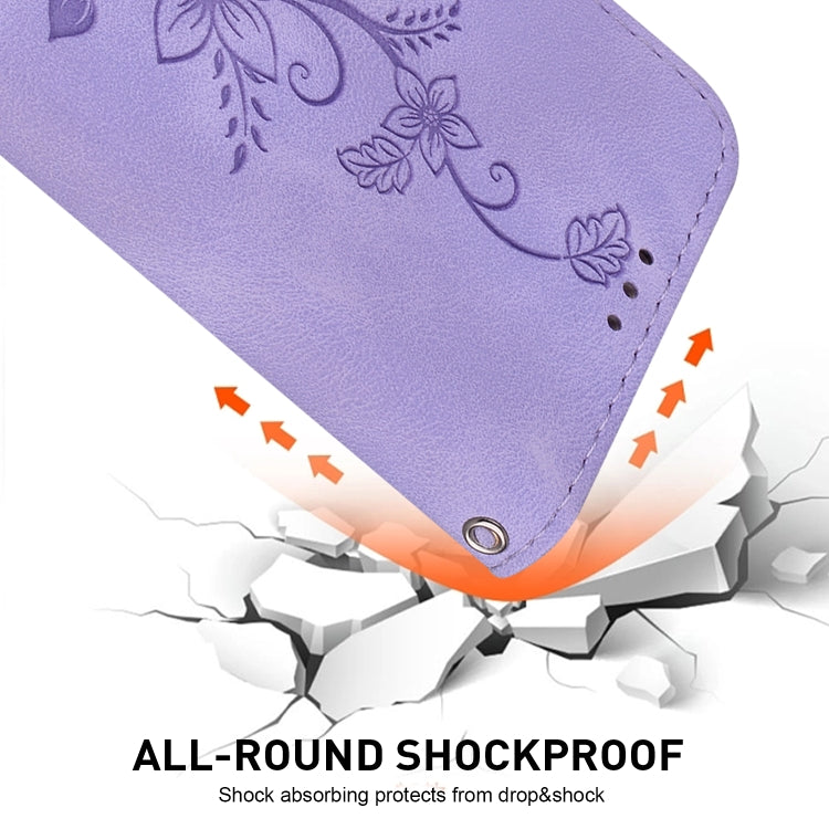 For Honor Magic6 Pro Lily Embossed Leather Phone Case(Purple)