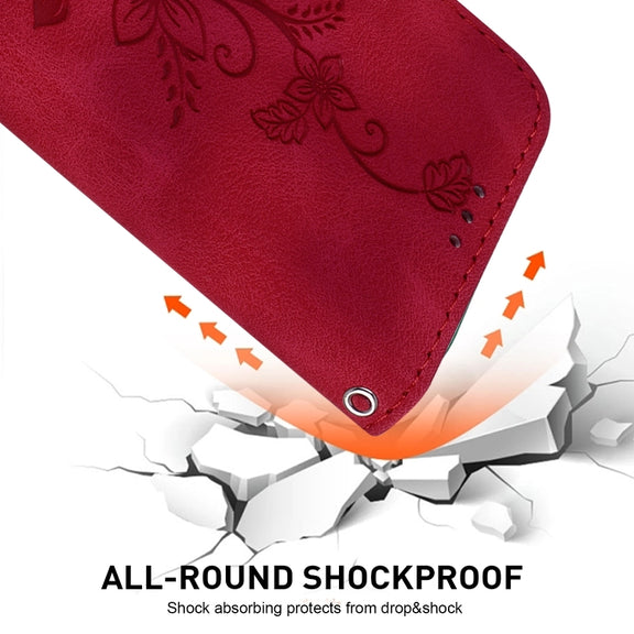 For Honor Magic6 Pro Lily Embossed Leather Phone Case(Red)