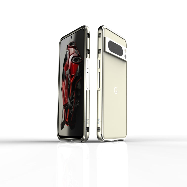 For Google Pixel 8 Pro Aurora Series Metal Frame Phone Case(Gold Silver) - free shipping - PMC TechLife - Order now!
