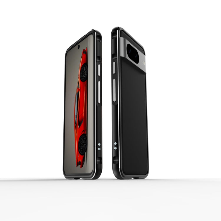 For Google Pixel 8 Aurora Series Metal Frame Phone Case(Black Silver) - Google Cases by PMC TechLife | Online Shopping South Africa | PMC TechLife | Buy Now Pay Later Mobicred