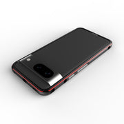 For Google Pixel 8 Aurora Series Metal Frame Phone Case(Black Red)