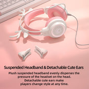 G35 Cute Cat RGB Head-mounted Wired Gaming Earphone(Green)