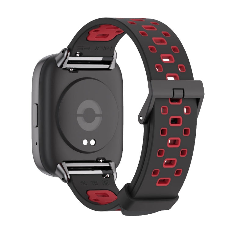 For Redmi Watch 3 Lite / Watch 3 Active Mijobs Square Hole Breathable TPU Watch Band(Black Red) - Watch Bands by MIJOBS | Online Shopping South Africa | PMC TechLife | Buy Now Pay Later Mobicred