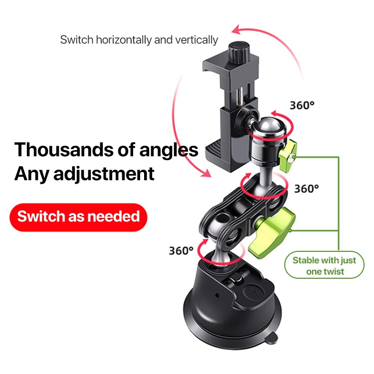 Single Suction Cup Pea Clamp Arm Holder 23cm with Elastic Phone Clamp - Car Holders by PMC TechLife | Online Shopping South Africa | PMC TechLife | Buy Now Pay Later Mobicred