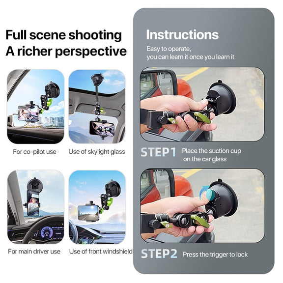 Single Suction Cup Pea Clamp Arm Holder 33cm with Elastic Phone Clamp