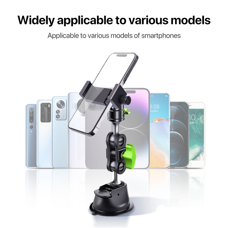 Single Suction Cup Pea Clamp Arm Holder 33cm with Metal Phone Clamp - Car Holders by PMC TechLife | Online Shopping South Africa | PMC TechLife | Buy Now Pay Later Mobicred