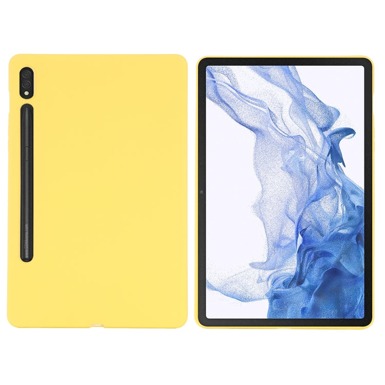 For Samsung Galaxy Tab S9 Ultra / S10 Ultra Pure Color Liquid Silicone Shockproof Tablet Case(Yellow)