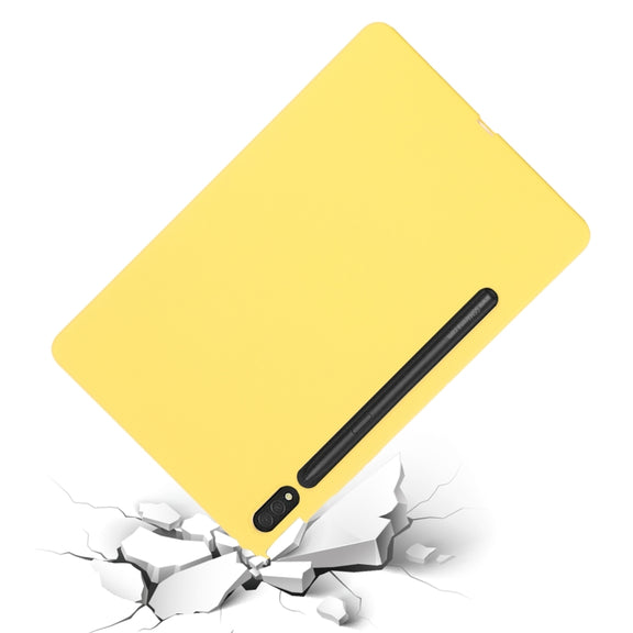 For Samsung Galaxy Tab S9 Ultra / S10 Ultra Pure Color Liquid Silicone Shockproof Tablet Case(Yellow)