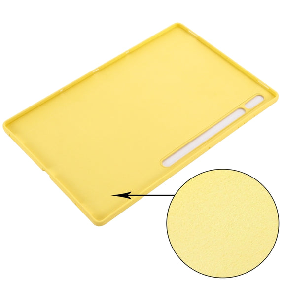 For Samsung Galaxy Tab S9 Ultra / S10 Ultra Pure Color Liquid Silicone Shockproof Tablet Case(Yellow)