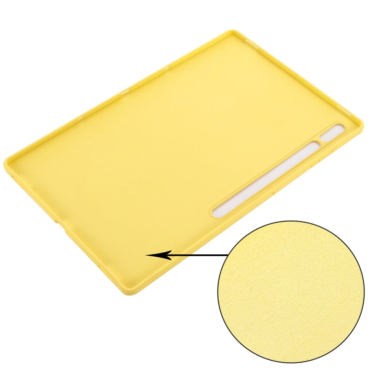 For Samsung Galaxy Tab S9 Ultra / S10 Ultra Pure Color Liquid Silicone Shockproof Tablet Case(Yellow)