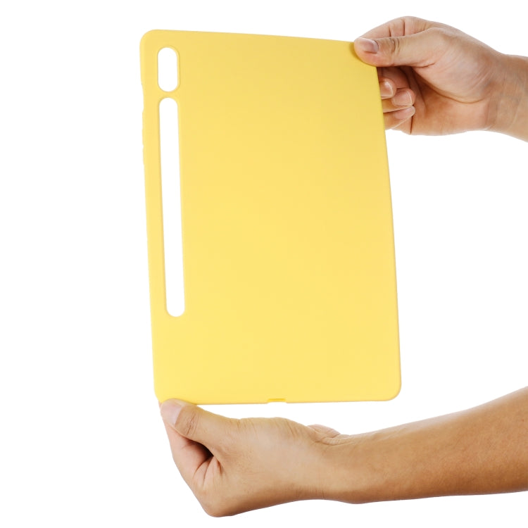 For Samsung Galaxy Tab S9 Ultra / S10 Ultra Pure Color Liquid Silicone Shockproof Tablet Case(Yellow)