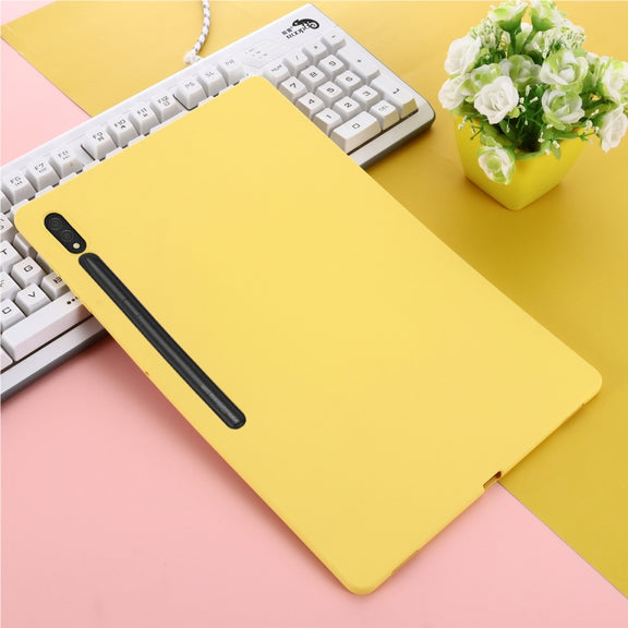 For Samsung Galaxy Tab S9 Ultra / S10 Ultra Pure Color Liquid Silicone Shockproof Tablet Case(Yellow)