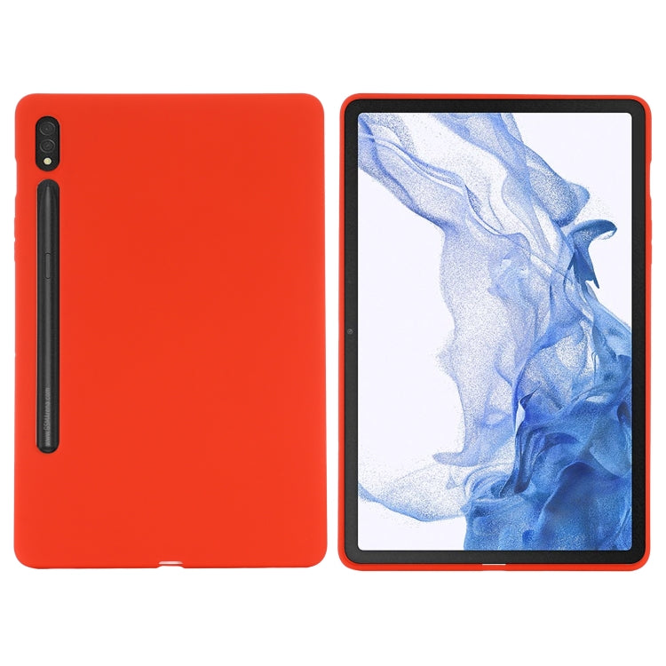 For Samsung Galaxy Tab S9 Ultra / S10 Ultra Pure Color Liquid Silicone Shockproof Tablet Case(Red)