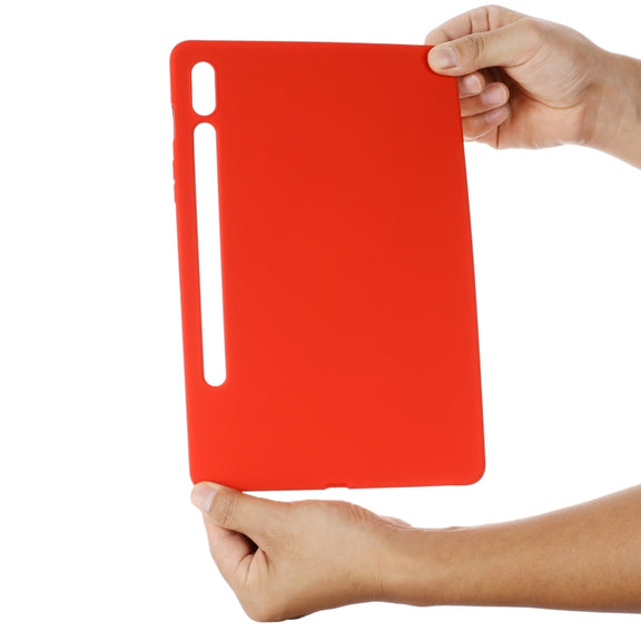 For Samsung Galaxy Tab S9 Ultra / S10 Ultra Pure Color Liquid Silicone Shockproof Tablet Case(Red)