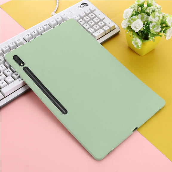 For Samsung Galaxy Tab S9 Ultra / S10 Ultra Pure Color Liquid Silicone Shockproof Tablet Case(Green)