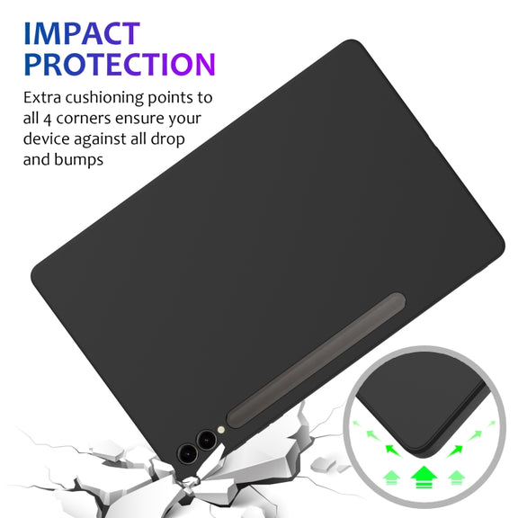 For Samsung Galaxy Tab S9+ Pure Color Liquid Silicone Shockproof Tablet Case(Black)