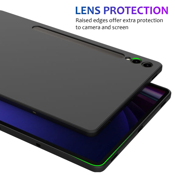 For Samsung Galaxy Tab S9+ Pure Color Liquid Silicone Shockproof Tablet Case(Black)