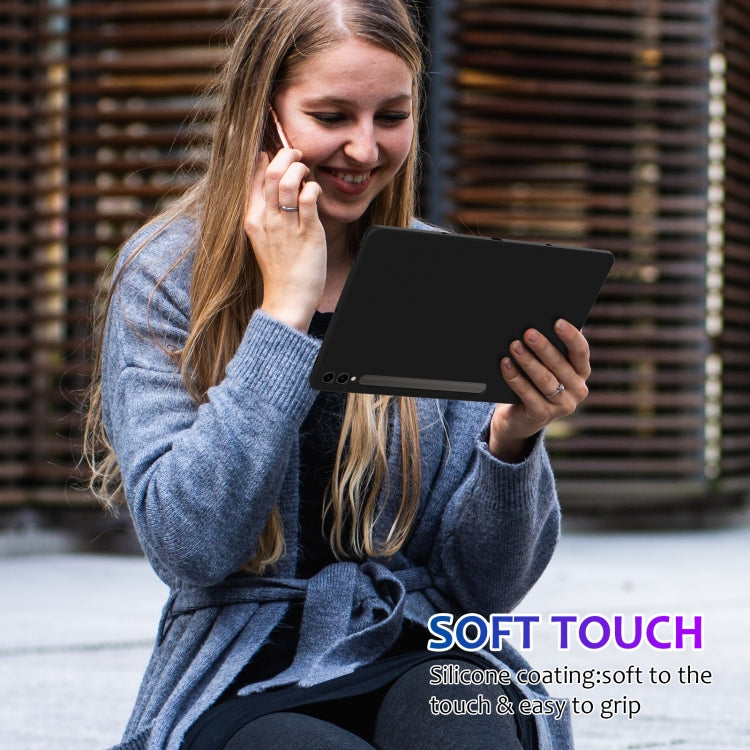 For Samsung Galaxy Tab S9+ Pure Color Liquid Silicone Shockproof Tablet Case(Black)