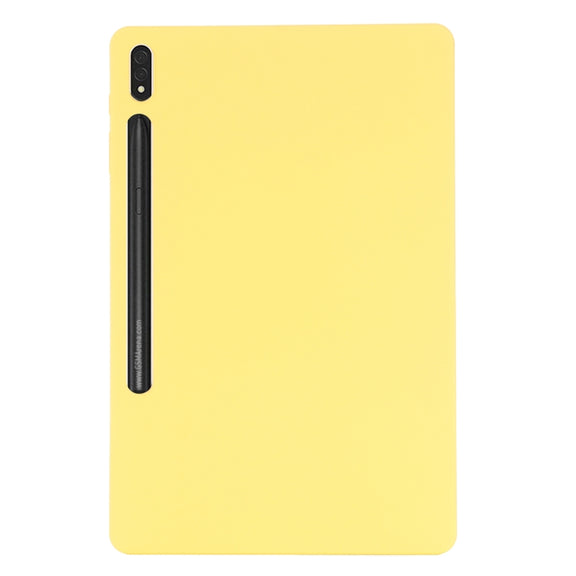 For Samsung Galaxy Tab S9 FE+ / S10+ Pure Color Liquid Silicone Shockproof Tablet Case(Yellow)
