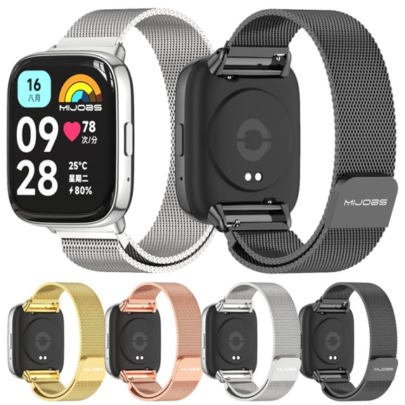 For Redmi Watch 3 Lite / Watch 3 Active Mijobs Milan Magnetic Metal Watch Band(Rose Gold)