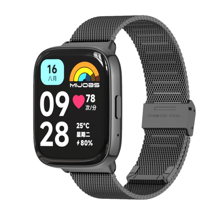 For Redmi Watch 3 Lite / Watch 3 Active Mijobs Milan Buckle Metal Watch Band(Black) - Watch Bands by MIJOBS | Online Shopping South Africa | PMC TechLife | Buy Now Pay Later Mobicred