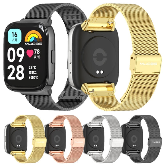 For Redmi Watch 3 Lite / Watch 3 Active Mijobs Milan Buckle Metal Watch Band(Rose Gold)