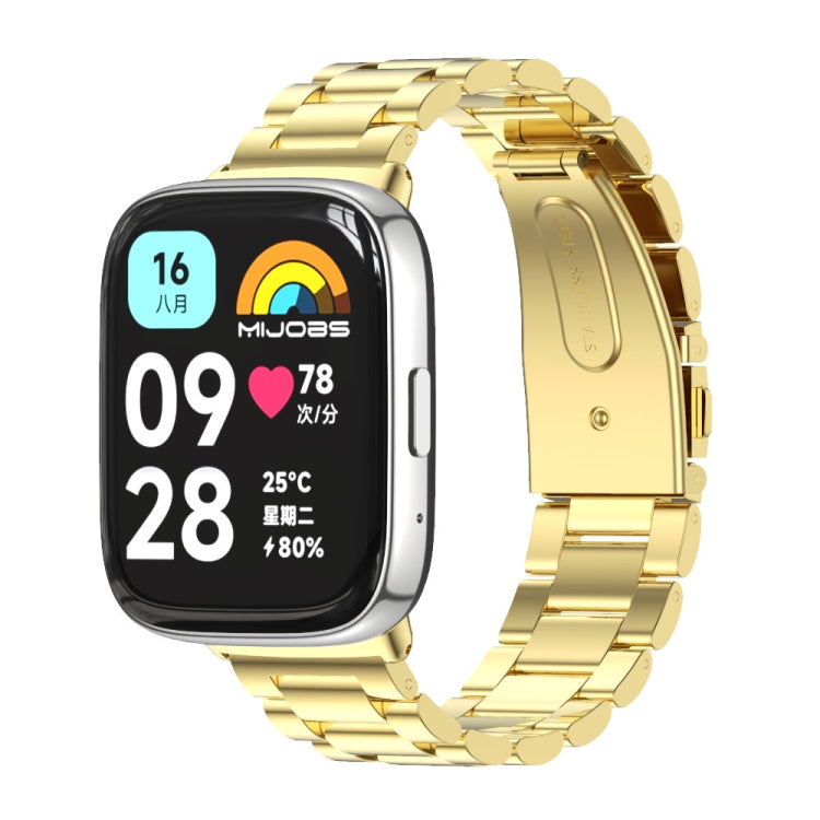 For Redmi Watch 3 Lite / Watch 3 Active Mijobs Three-Bead Metal Stainless Steel Watch Band(Gold) - free shipping - PMC TechLife - Order now!