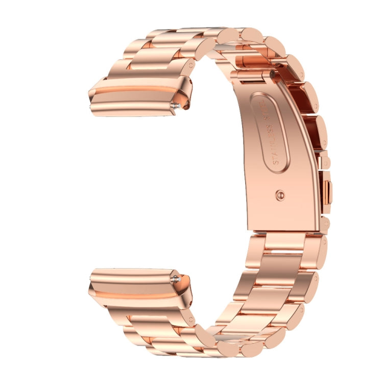 For Redmi Watch 3 Lite / Watch 3 Active Mijobs Three-Bead Metal Stainless Steel Watch Band(Rose Gold)